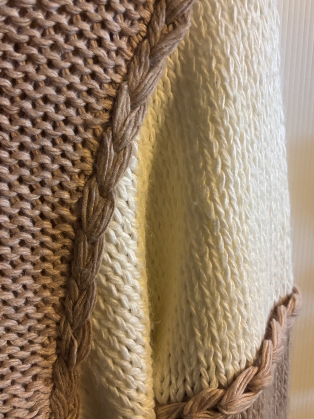 Altar'd State sweater Two-Tone Knit Sweater in Beige and Cream size Large - Picture 2 of 11